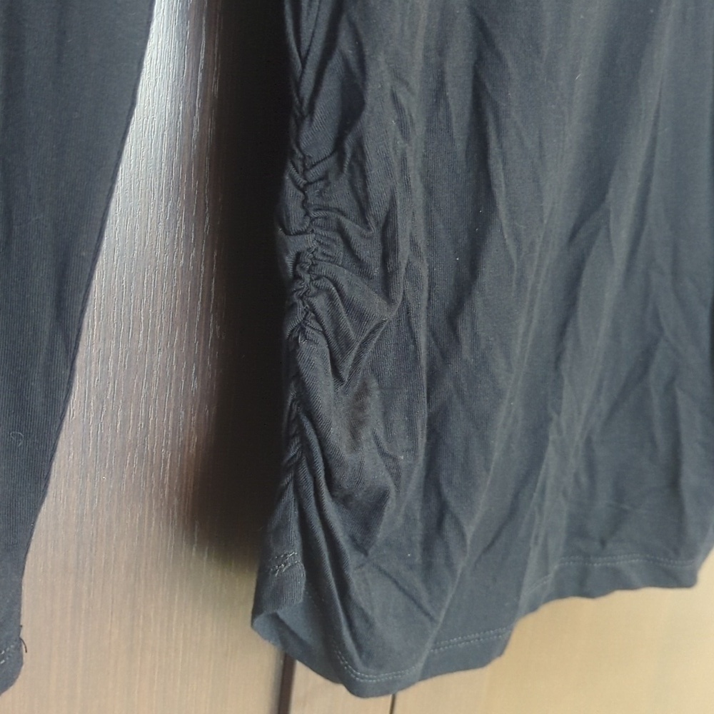 Dex Black Ruched Stretch Long Sleeve Top - Size M NWT - Picture 5 of 8